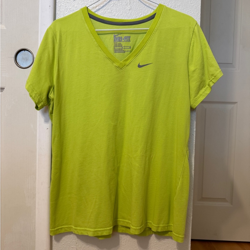 Nike Dri-FIT Bright Green V-Neck Tee